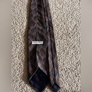 Giorgio Armani Cravette Brown Tie with Blue Pattern